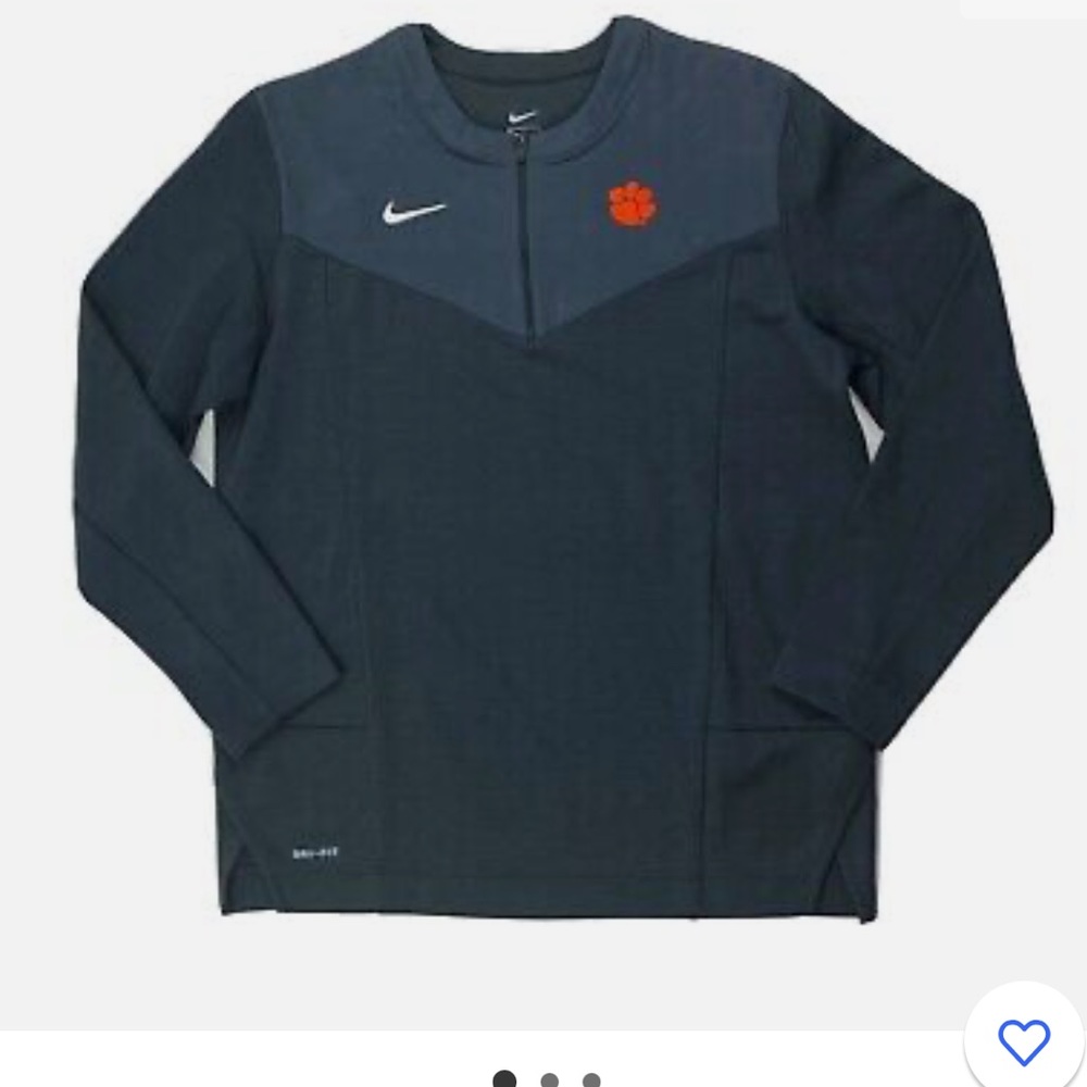 Nike Dry Clemson Tigers Sideline Gear Half Zip UV Top Men's Large Gray CW3509